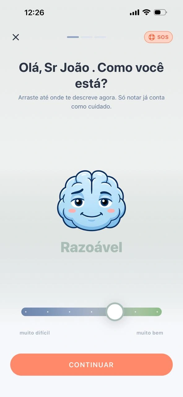 Tela de check-in emocional do emotize.app