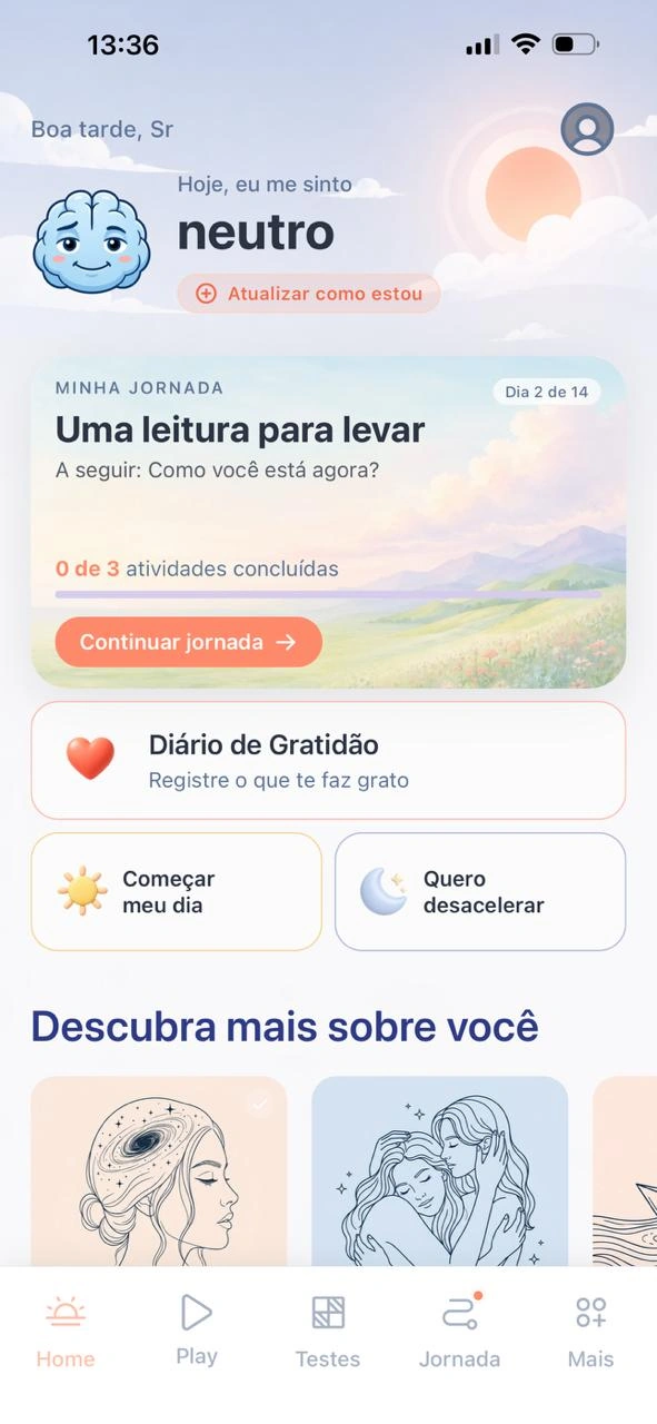 Tela inicial do emotize.app