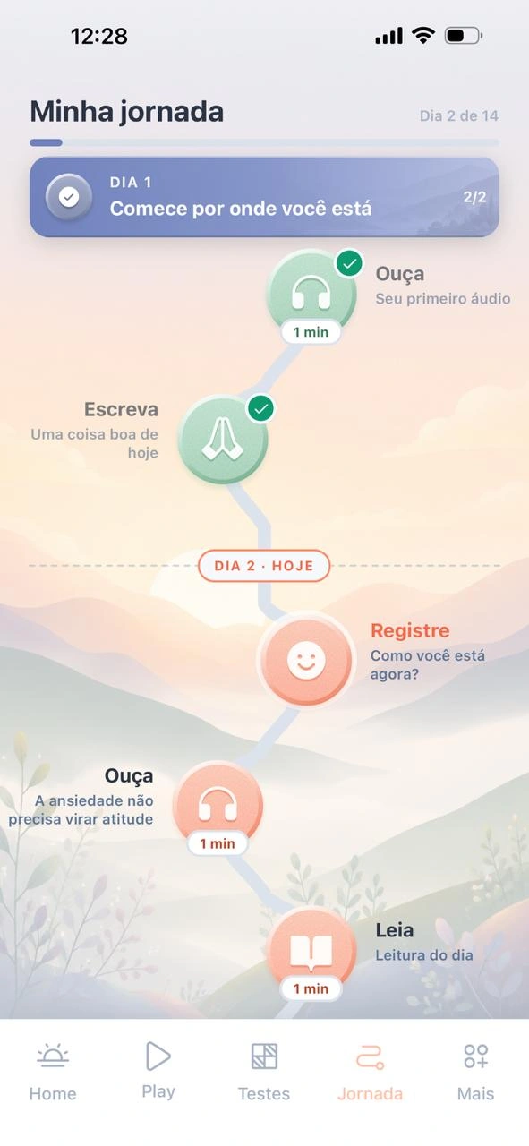 Tela de jornada guiada do emotize.app