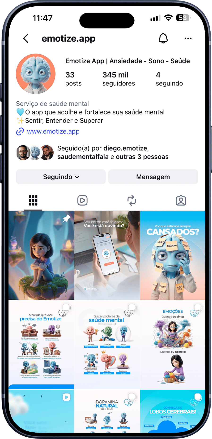Tela do feed do emotize.app