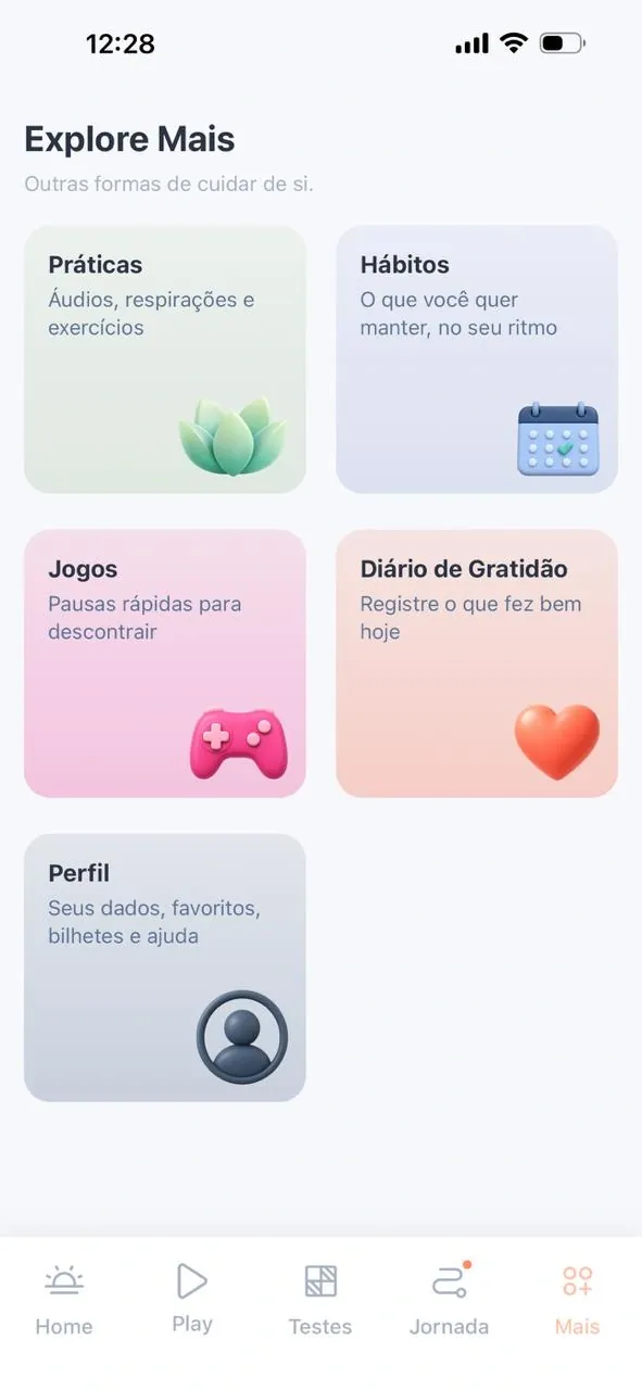 Tela Explore Mais do emotize.app